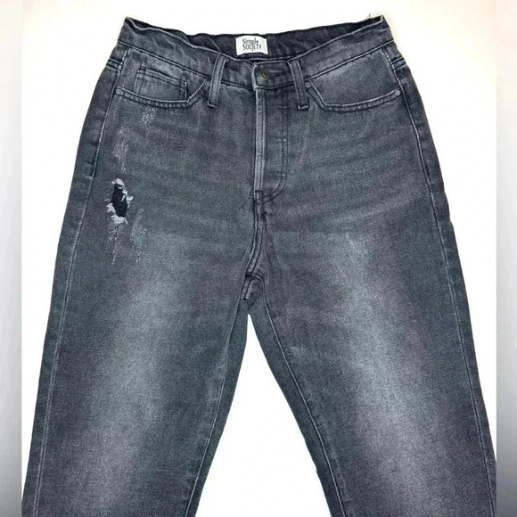Simple Society Womens Distressed Black/Gray Denim Jeans Size 5/27 - Picture 2 of 8